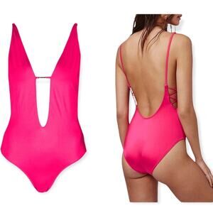 Topshop Hot Pink One Piece Swimsuit Size 6 NEW